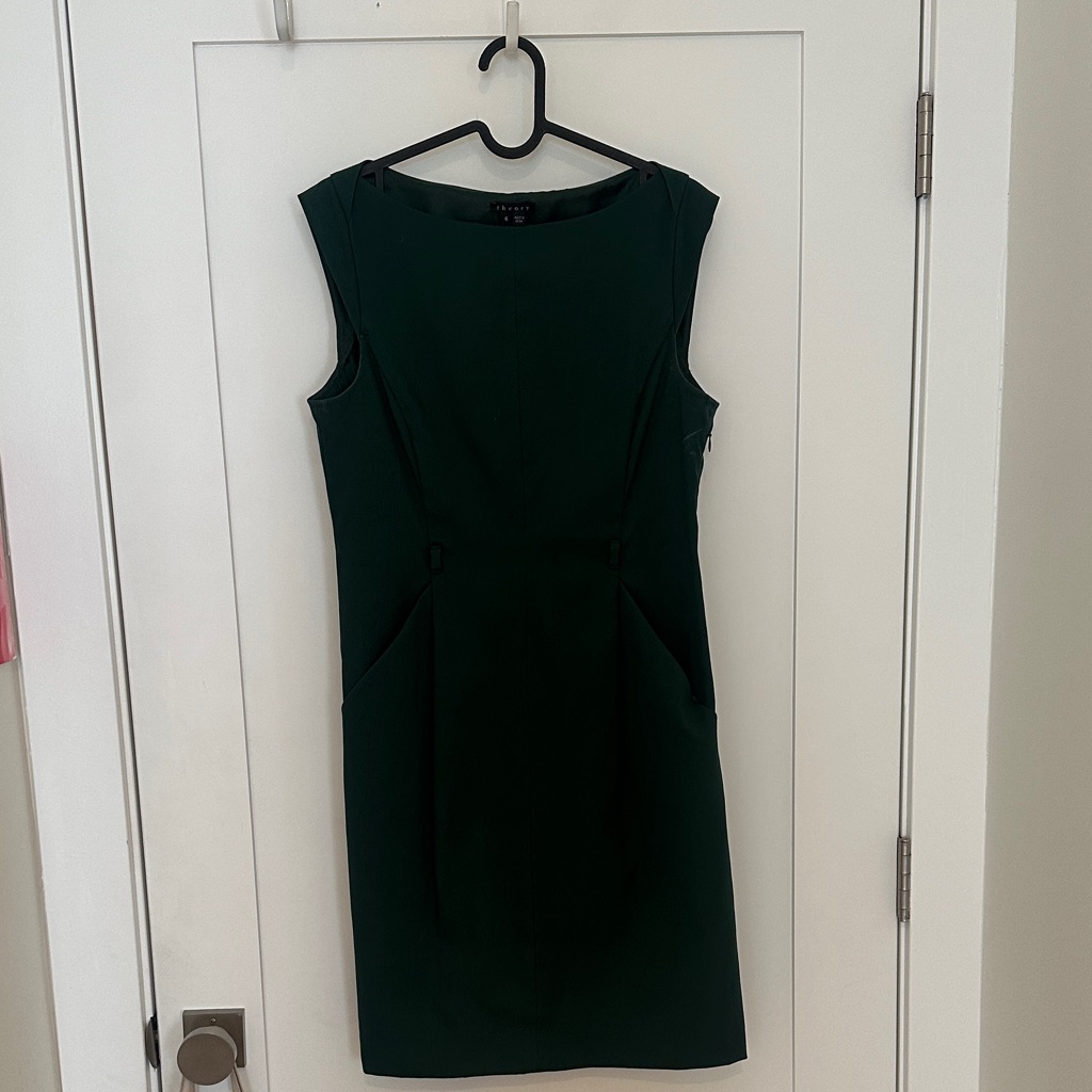 Theory Dark Green Midi Dress